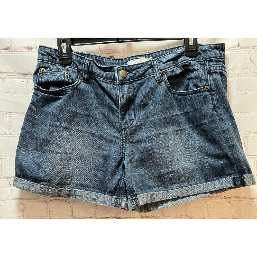 2.1 Denim women's blue jean shorts size 29 rolled hem mid-rise 3.75" inseam